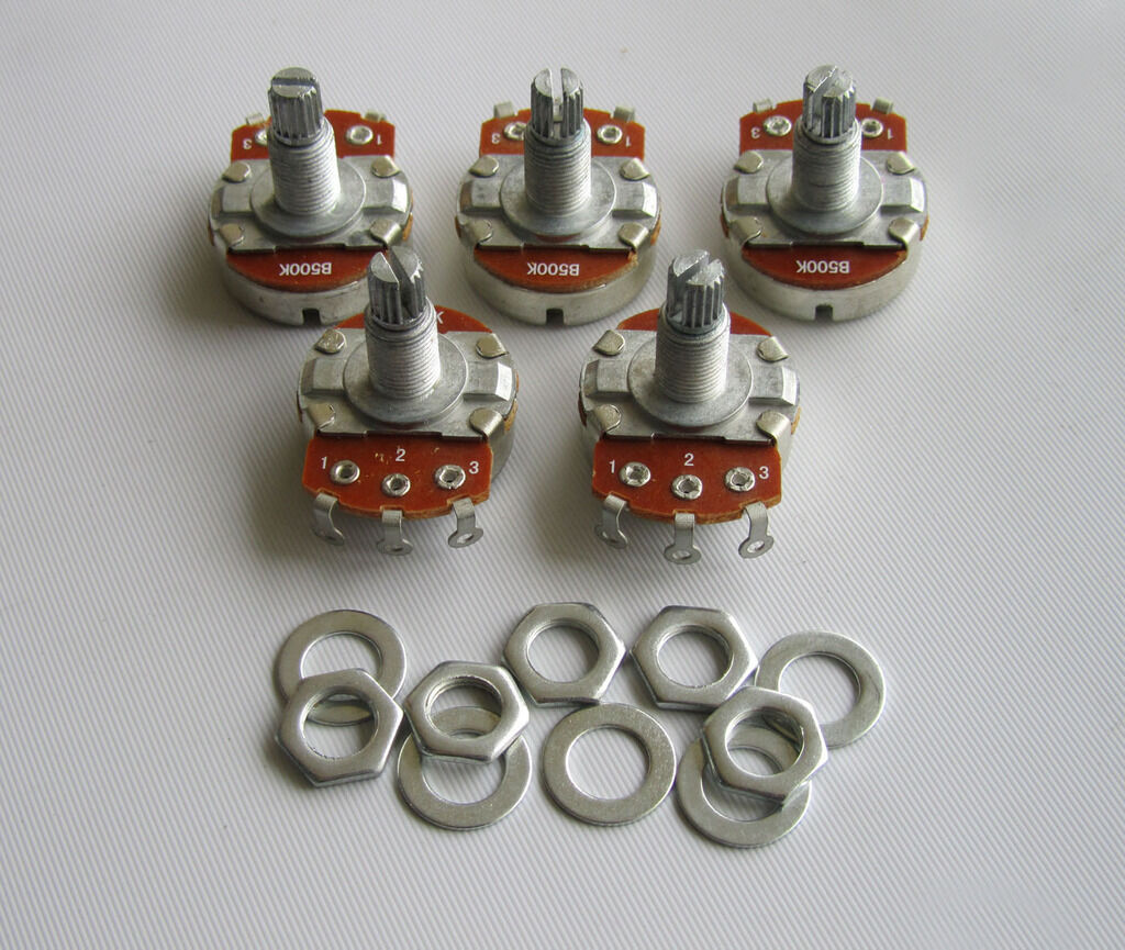 5x B500K Large Linear Guitar Pots 18mm Shaft 500K Guitar Potentiometers