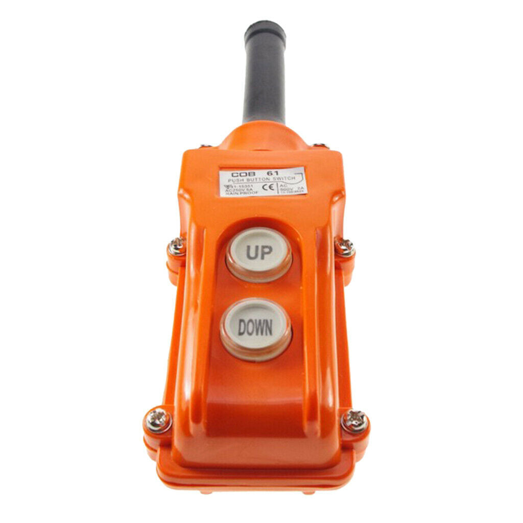 2X COB61 Hoist Push Button Switch Crane Pendant Control Station 200/500V Orange