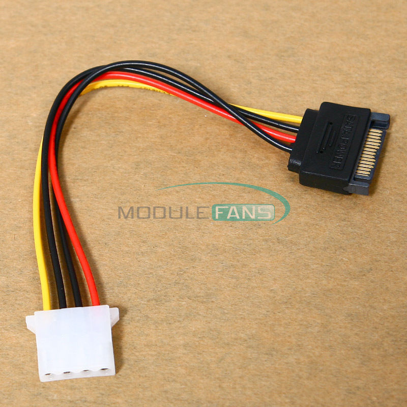2PCS SATA 15-pin Male Power Cable to Molex IDE 4-pin Female Power Drive Adapter