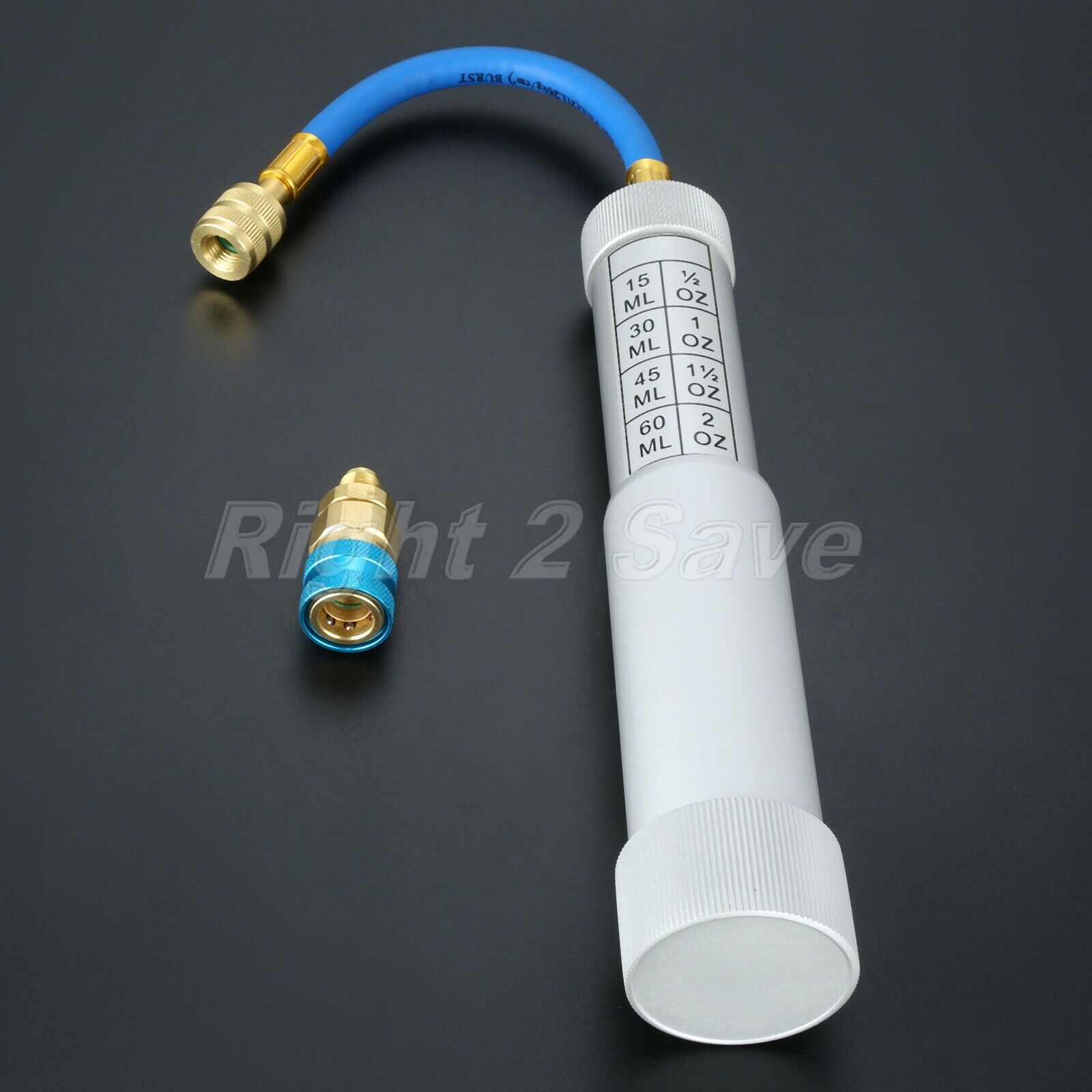 2OZ Car A/C Oil Injector Connections 1/4â€SAE M and F R134a R12 R22 Hand Turn