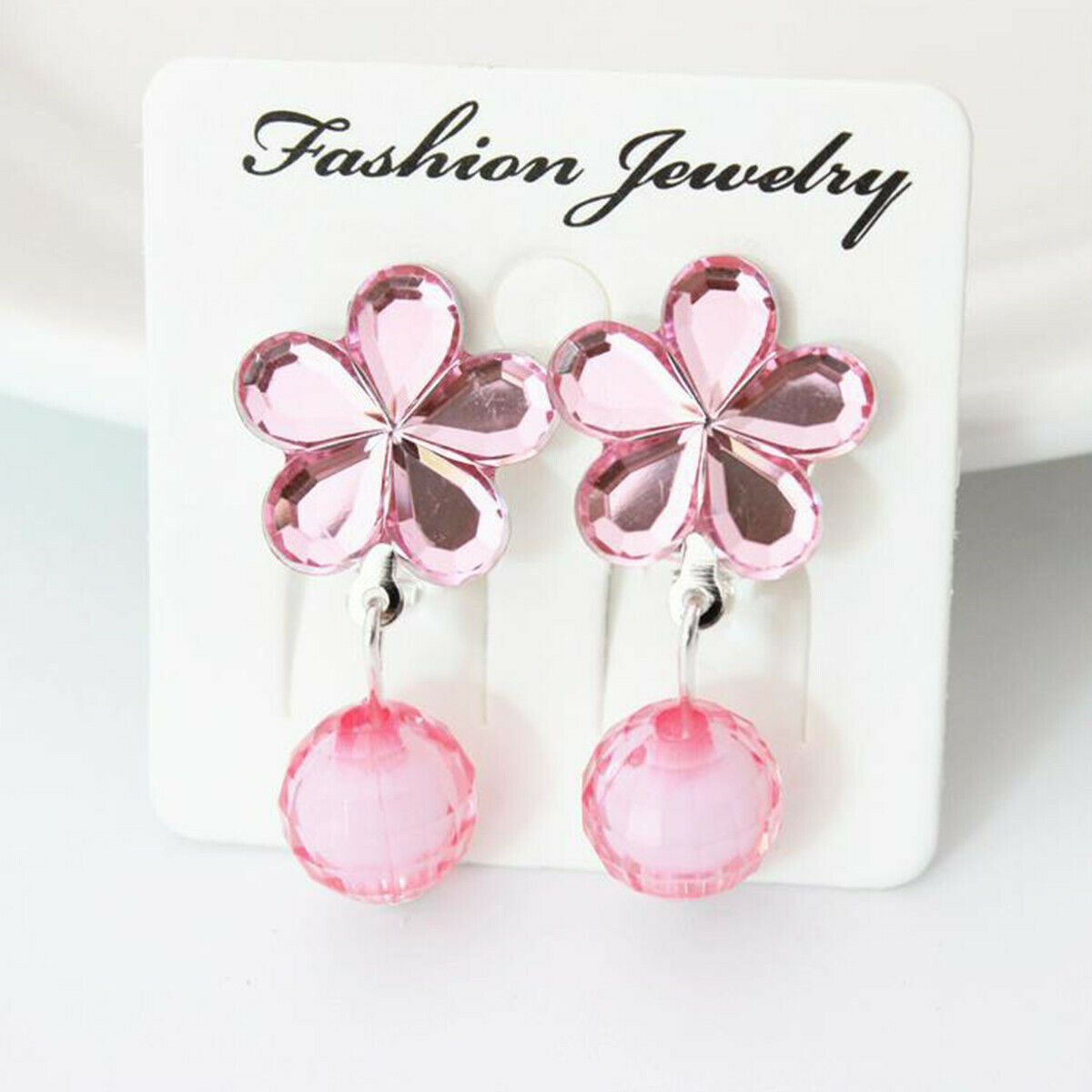7 Pairs Girl Lovely Earrings Box Set Clip-on Pendant Kids Children Birthday Gift