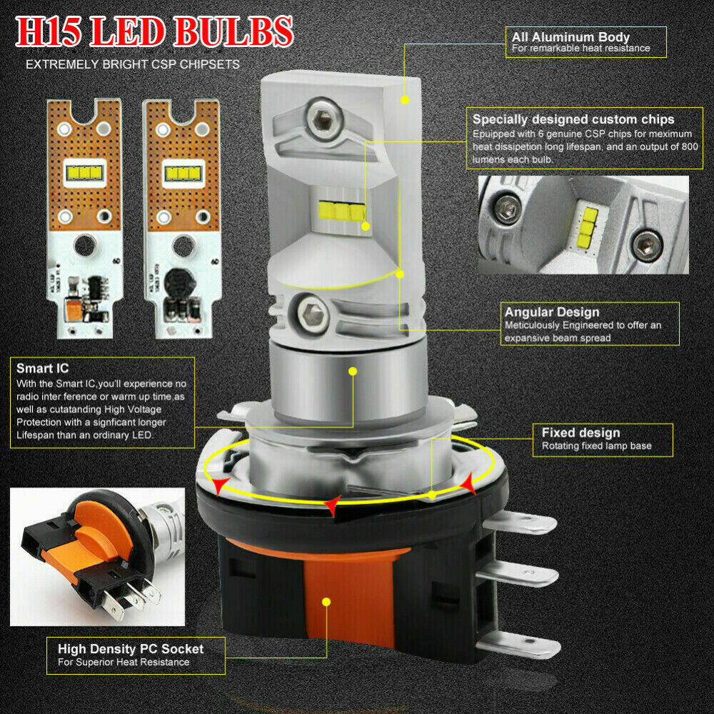 2pcs H15 LED Fog Lamp High Power For Car Auto External LED Fog Light Headlight