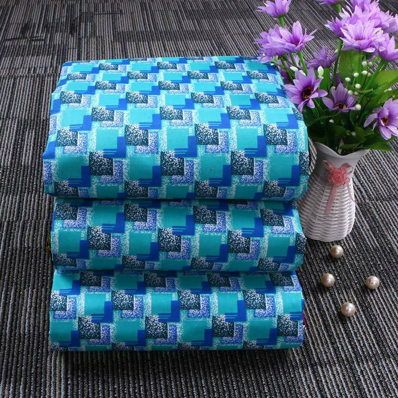 African Blue Geometric Pattern Digital Printing Polyester Wax Cloth Fabric DIY