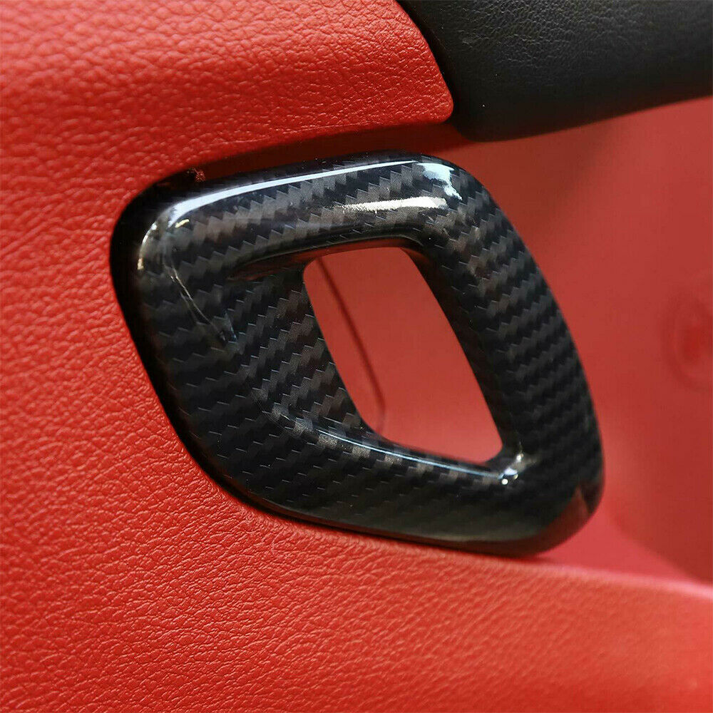 Pair Carbon Fiber Inner Door Handle Cover Trim for Dodge Challenger 2015-2019