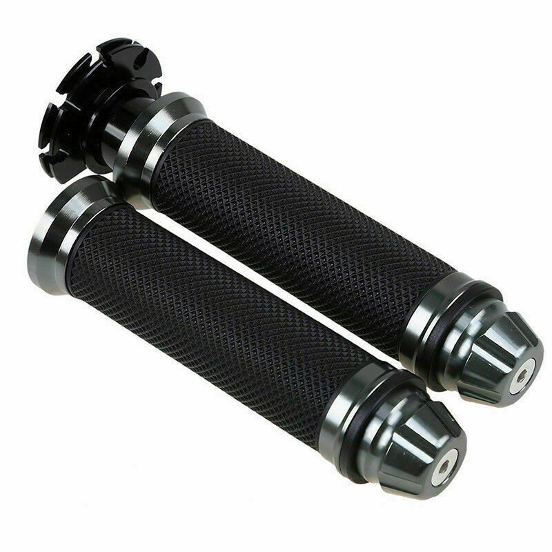 2PC 7/8in Aluminum Alloy 22mm Handlebar Grip with Throttle Tube Twist Motorcycle
