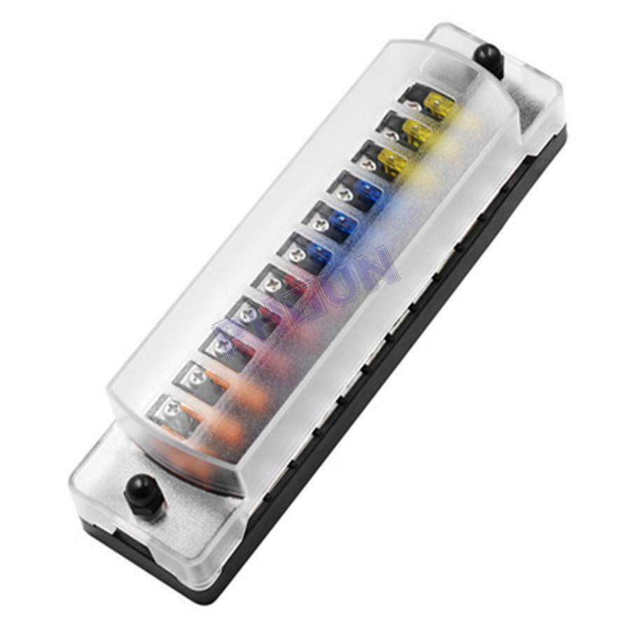 12-Way Fuse Box Circuit Blade Terminal Block Holder For Car Truck  Marine Boat