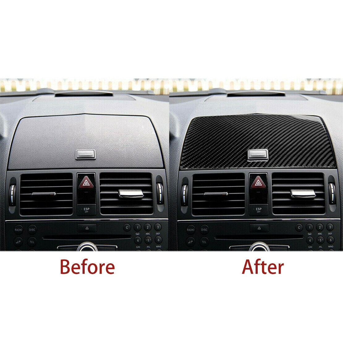 Carbon Fiber Style Console Navigation Trim For Benz C Class W204 2007 to 2010