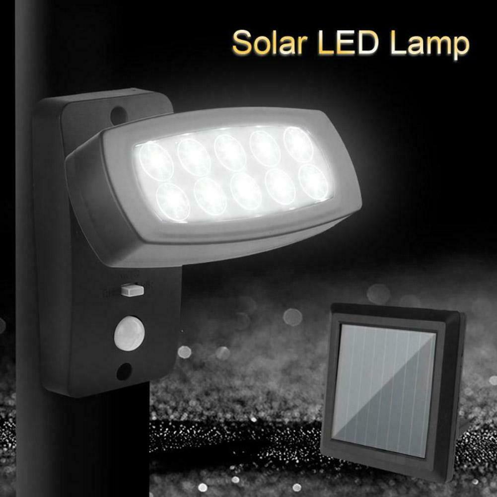 10 LED Solar Light Motion Sensor Waterproof Outdoor Garden Yard Wall Lamp @
