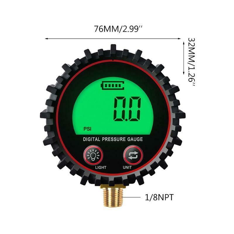 Digital Gas Pressure Gauge with 1/8'' NPT Bottom Connector & Rubber Protector