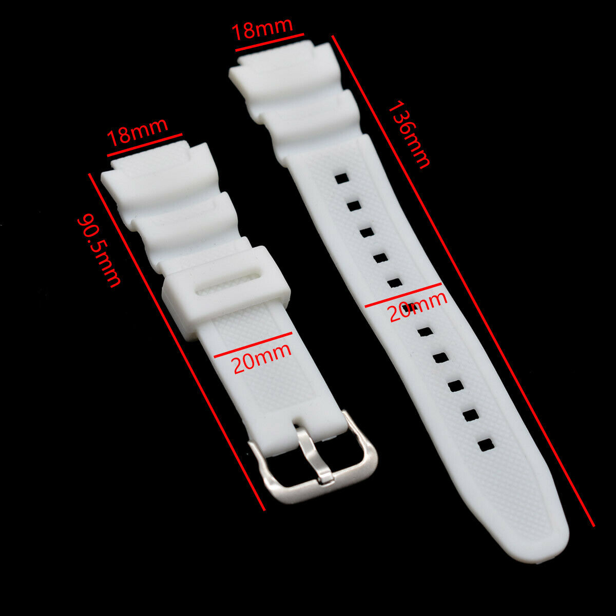 Rubber 18mm White Watch Strap With Pins For SGW-300H SGW-400H SGW-300 SGW-400
