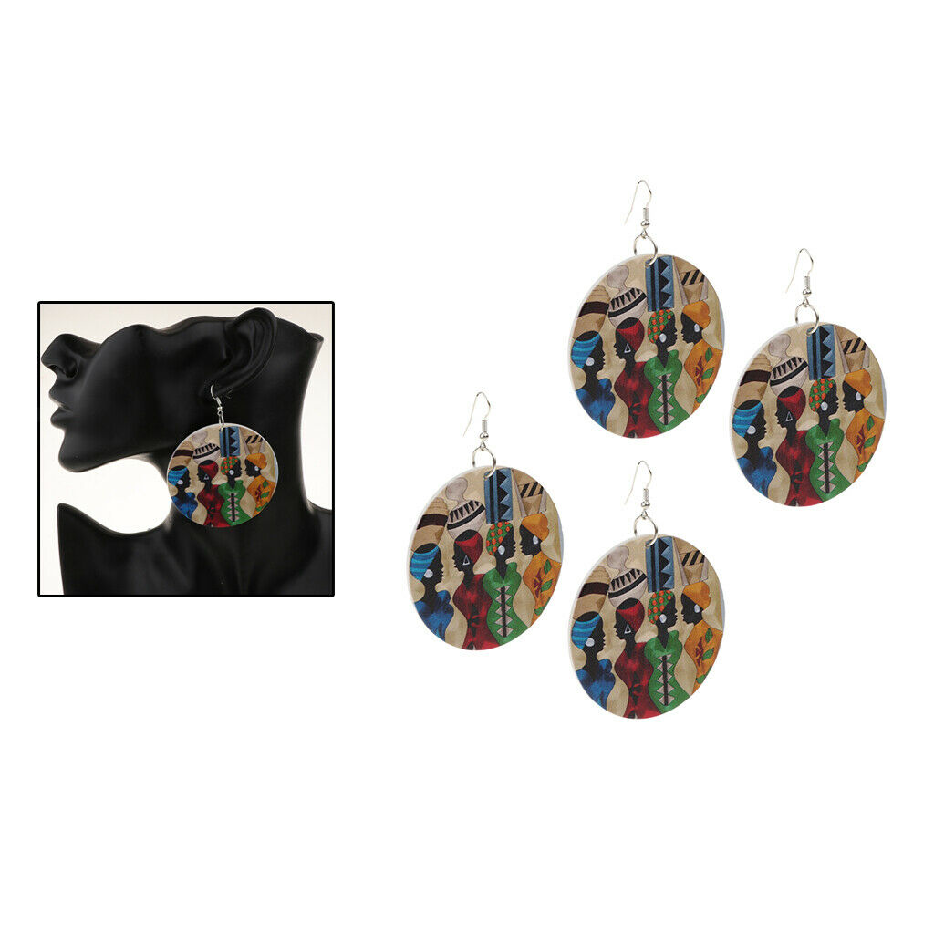 2 Pair Natural European Hot Wood Earring Personalized for Girl Birthday Gift