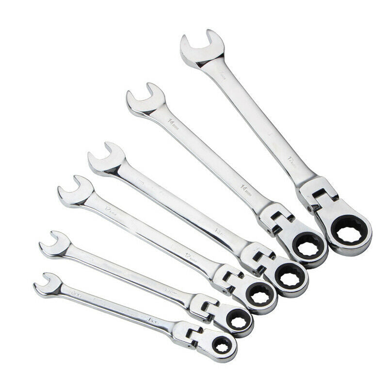 6x Gear Wrench Hand Spanner Movable Combination Ratcheting Repair Tool Polished