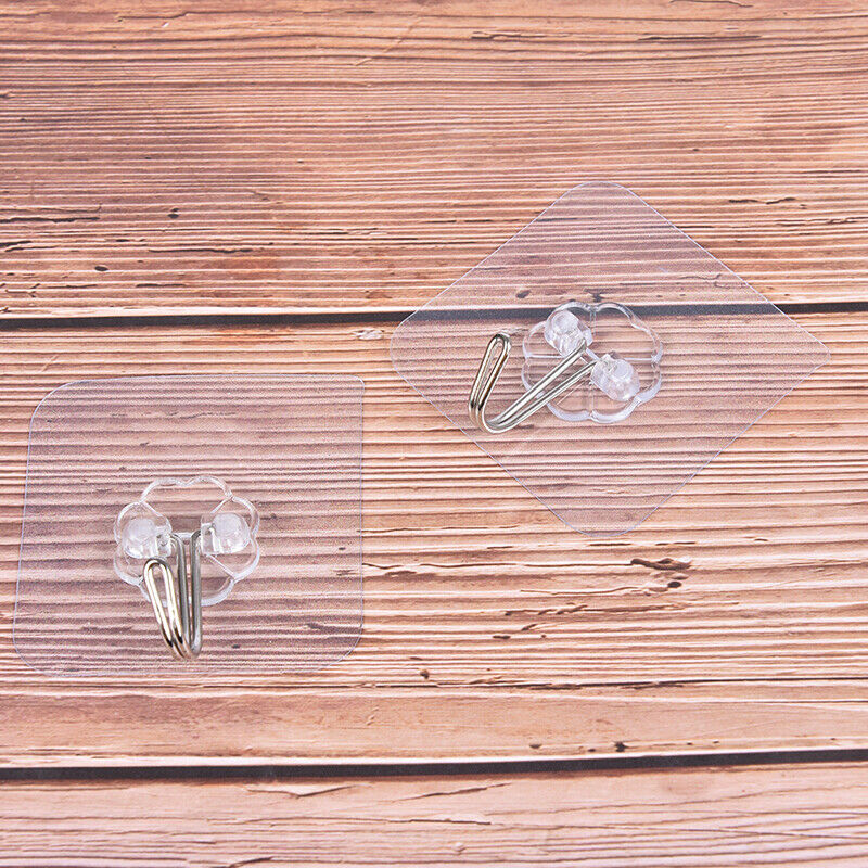 10x Strong Clear Suction Cup Sucker Wall Hooks Hanger For Kitchen Bathro.l8