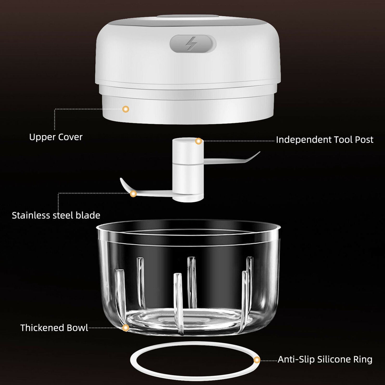 Electric Mini Garlic Chopper Meat Grinder Crusher for Nut Fruit Vegetable Food