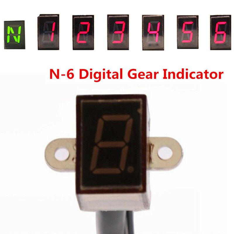 Universal LED Motorcycle Gear Indicator N-6 Speed Shift Clutch Lever Gauge Solid
