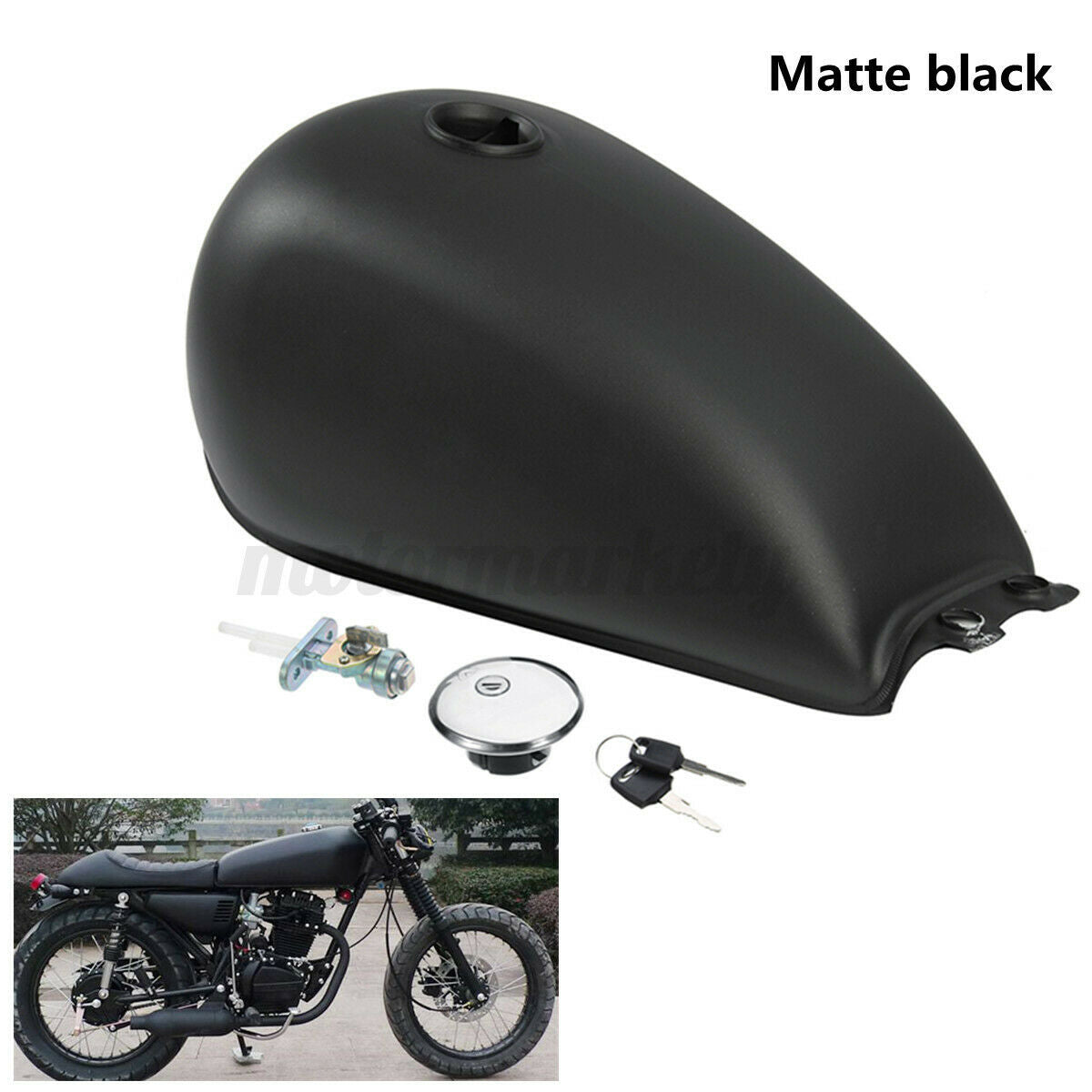 Cafe Racer Petrol Fuel Gas Tank 9L / 2.4 Gal Matte Black For Suzuki GN125