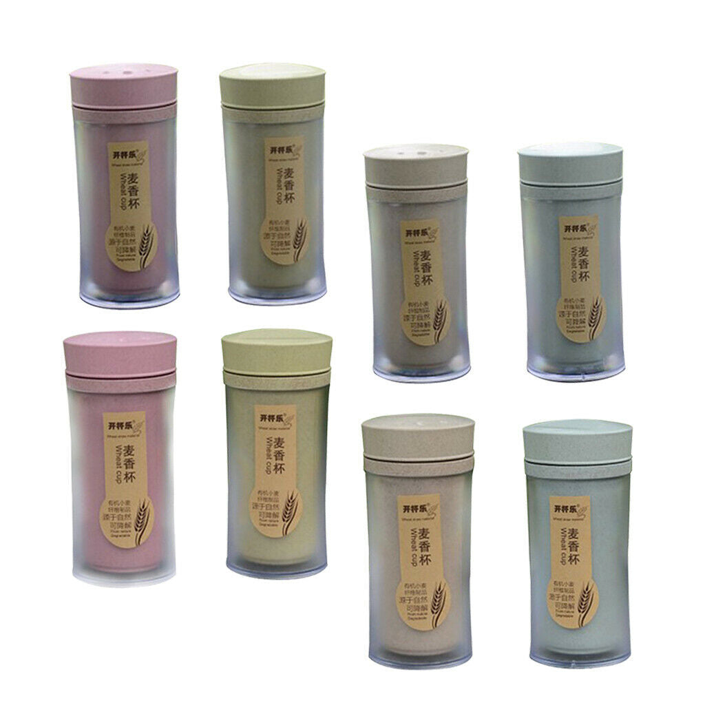 wheat straw insulating cup and leakproof portable tea cup 330ml  Pink