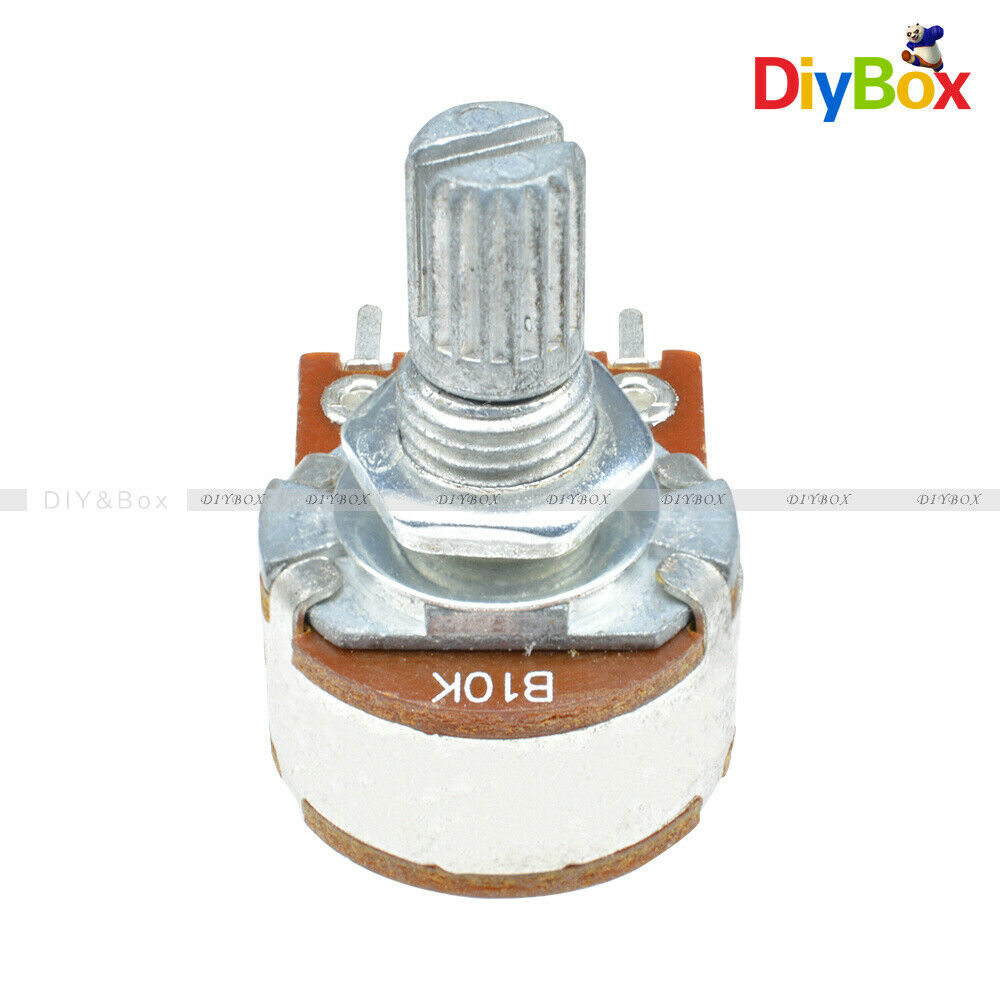 [5PCS] B10K Dual Stereo Potentiometer Pots Linear Rotary Taper Shaft 15mm 6 Pin