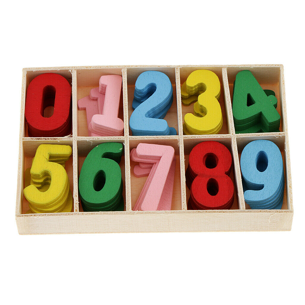60x wood 0 9 Arabic number pieces for children children early learning