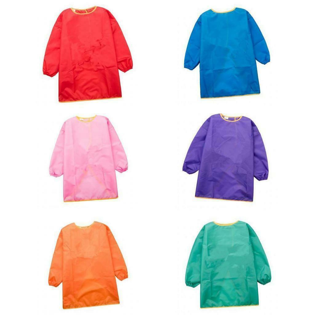 6 Colors Kids Waterproof Apron Long-sleeve Smock Painting Art Craft Toddler L