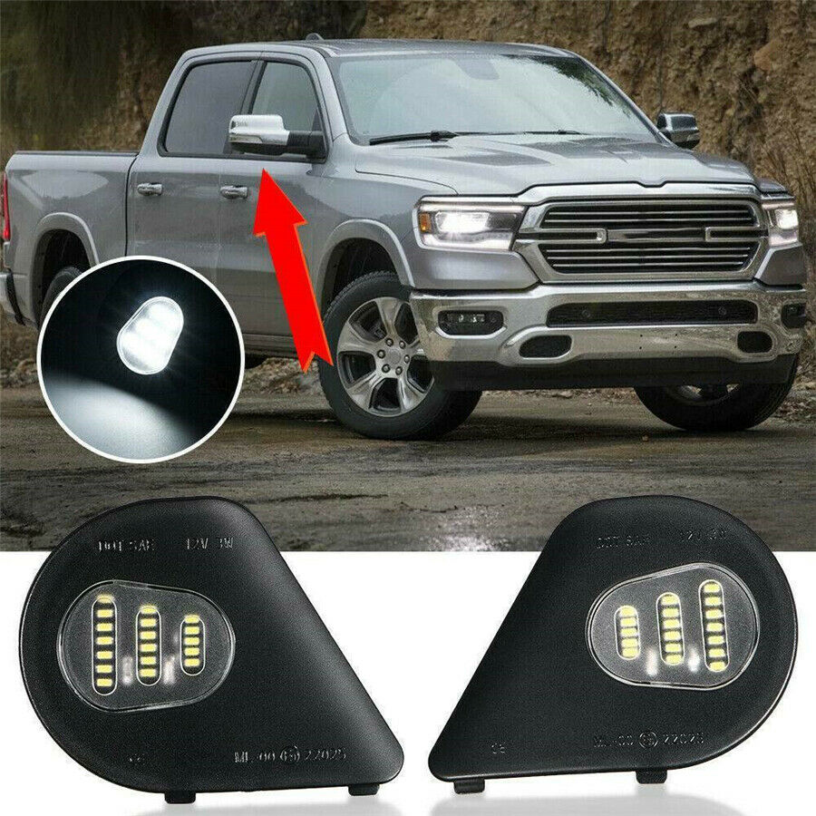 Pair LED Side Mirror Puddle Lights For Dodge Ram 10-19 1500 2500 3500 4500 5500