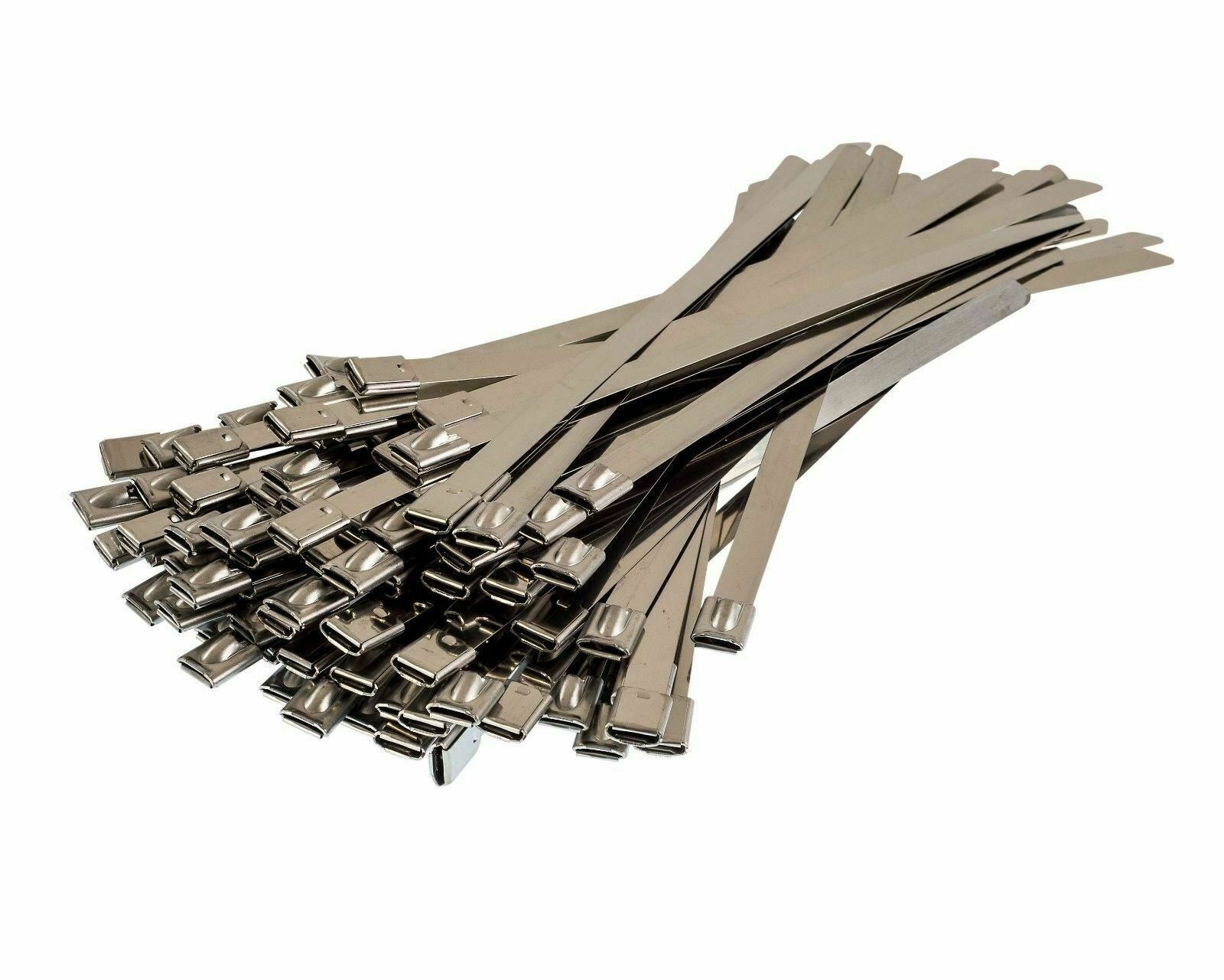 100Pcs Stainless Steel Metal Cable Ties Zip Wire Wraps Exhaust Straps 4.6x200mm