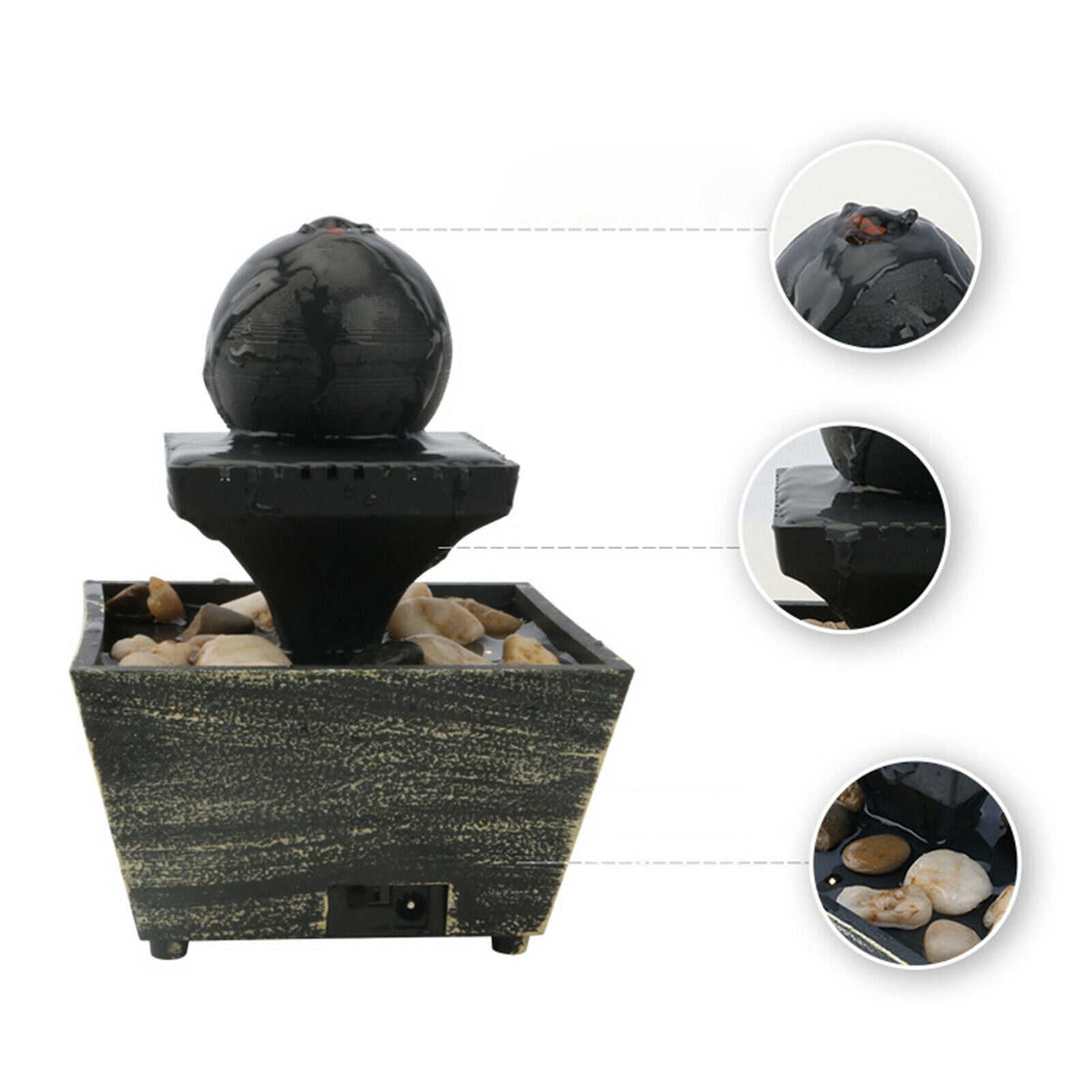 Waterfall Scene Tabletop Feng Shui Meditation Waterfall Fountain Decor USB LED