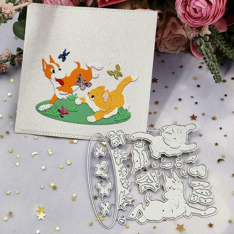 Cat Dog Butterfly Metal Cutting Dies Stencil Scrapbooking DIY Album Stamp Paper