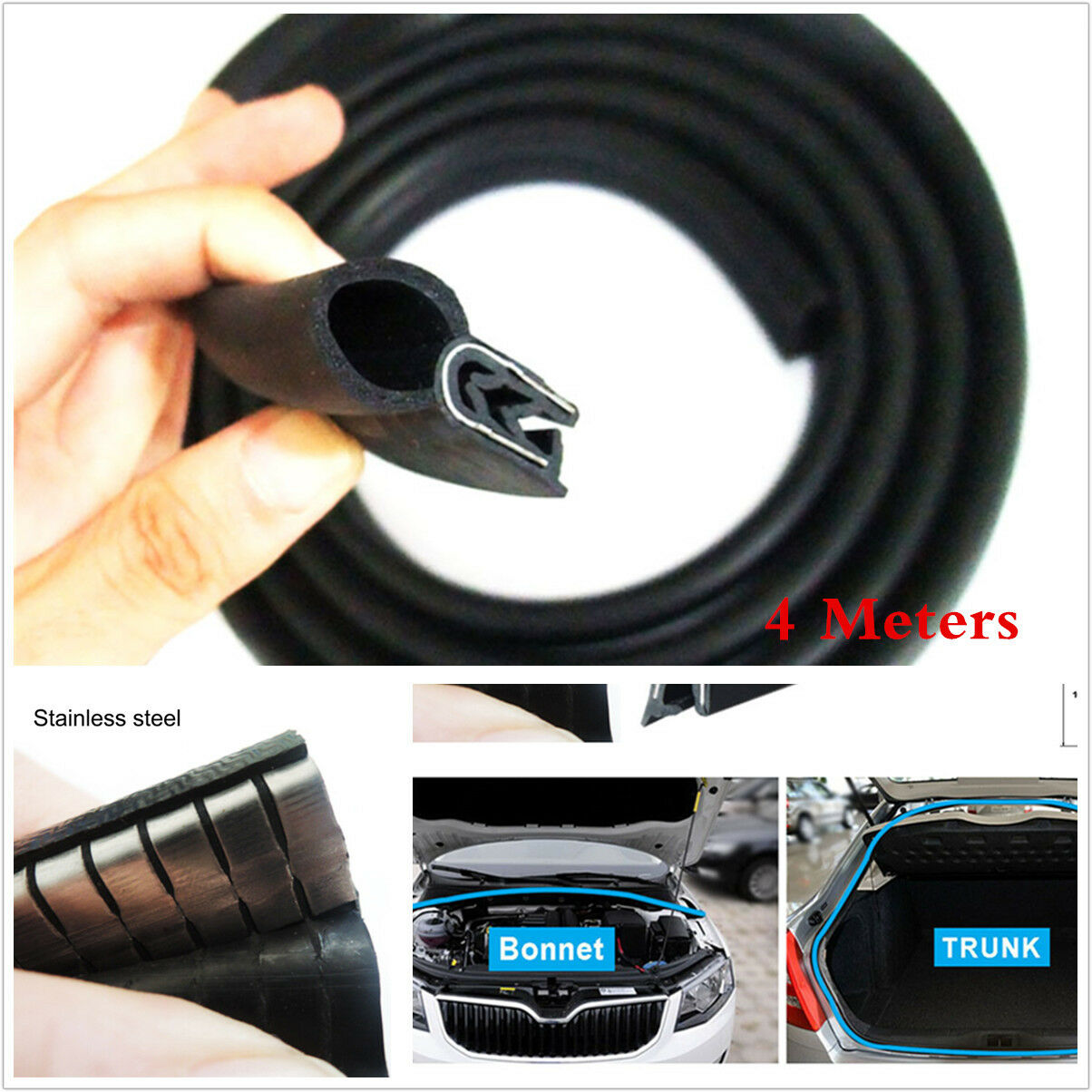 4M Car Bonnet Trunk Hood Edge Top EPDM Foam rubber sealing strip Anti-collision
