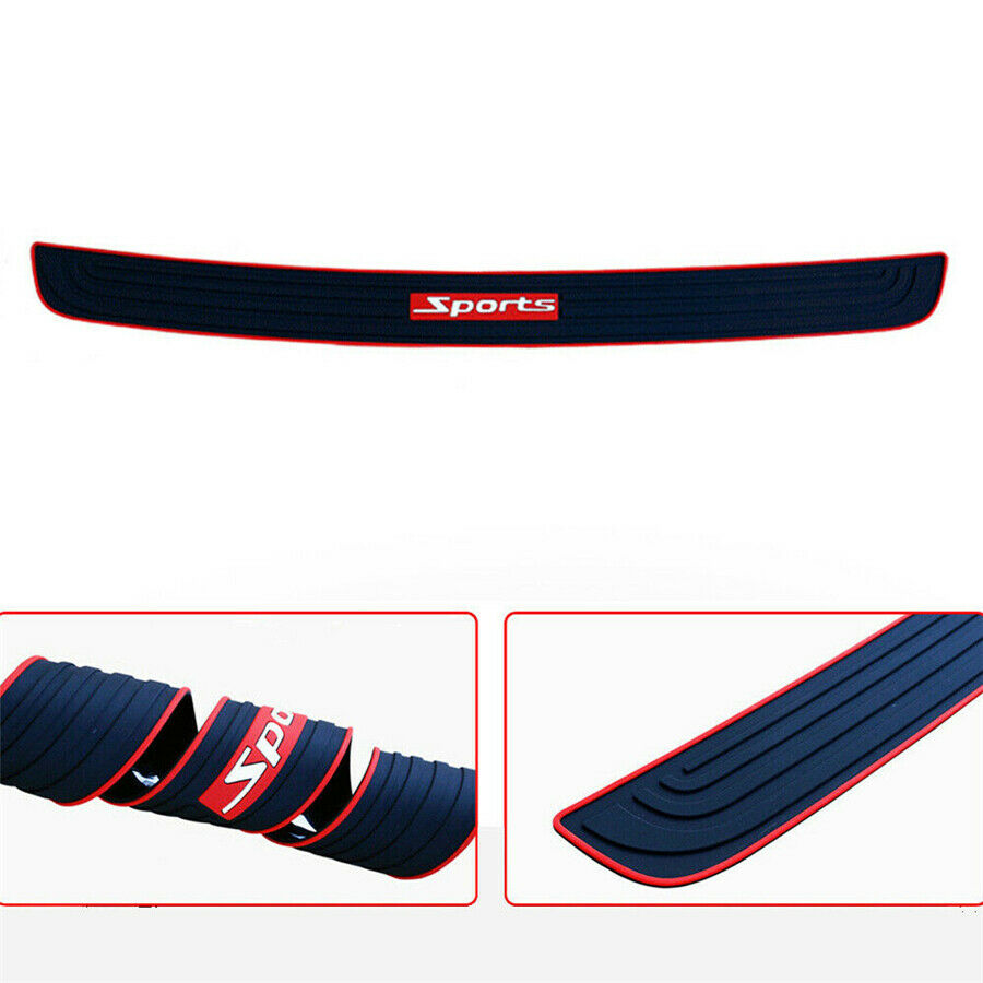 90cm Black+Red Rubber Car Rear Bumper Trunk Edge Scratch Guard NonSlip Pad Cover