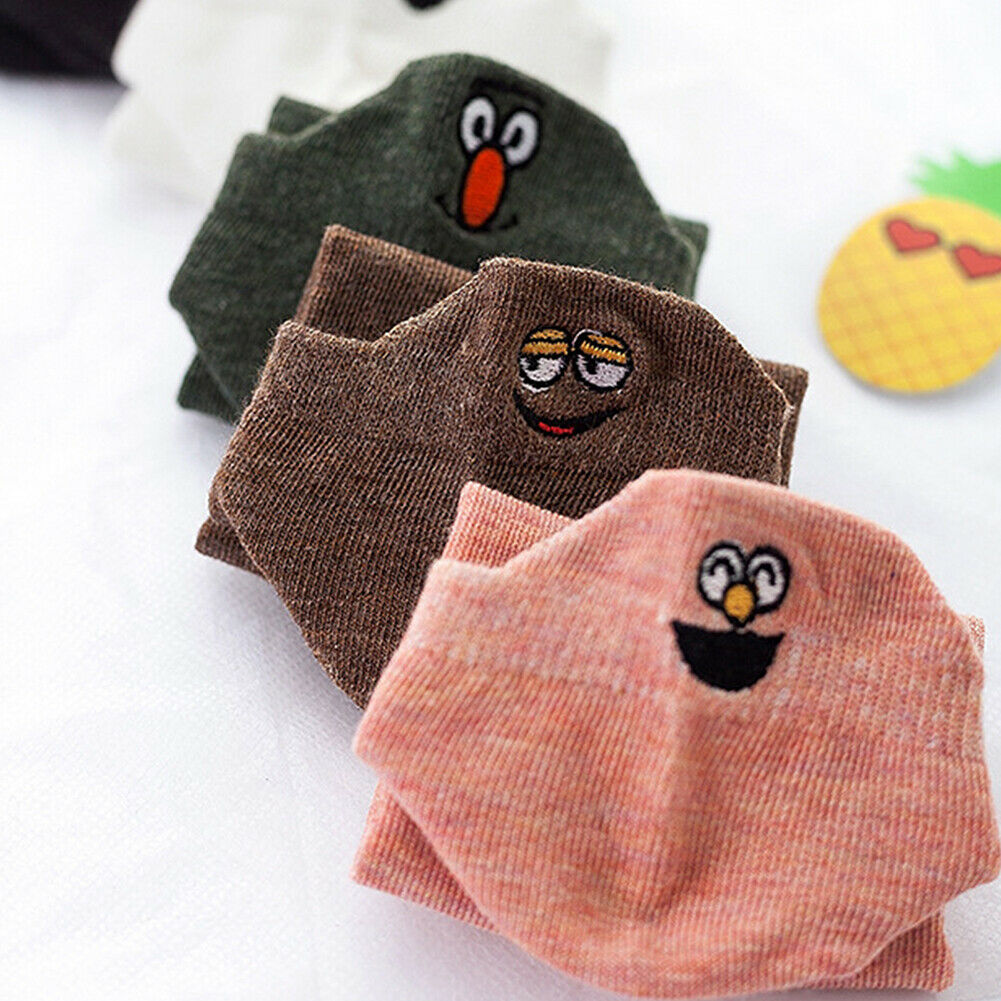 10 Pairs Women Cotton Socks Low Cut Funny Embroidered Lady Boat Soft Socks @