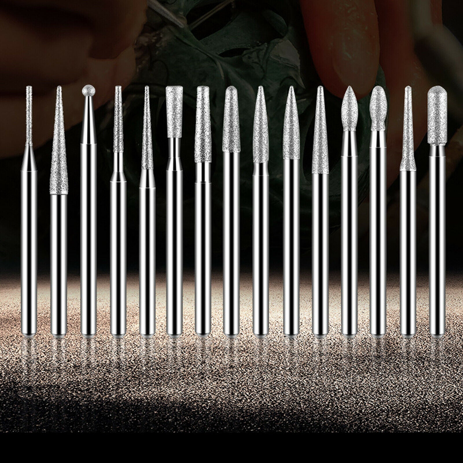 30Pcs 3mm Diamond Drill Bits Set Burr Grinding Polishing Tool for Dremel Rotary
