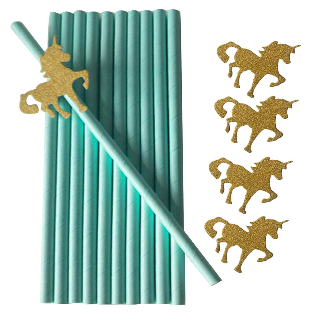 Unicorn Paper Straws Drinking Straws Kids Party Paper Tableware Drinks #4