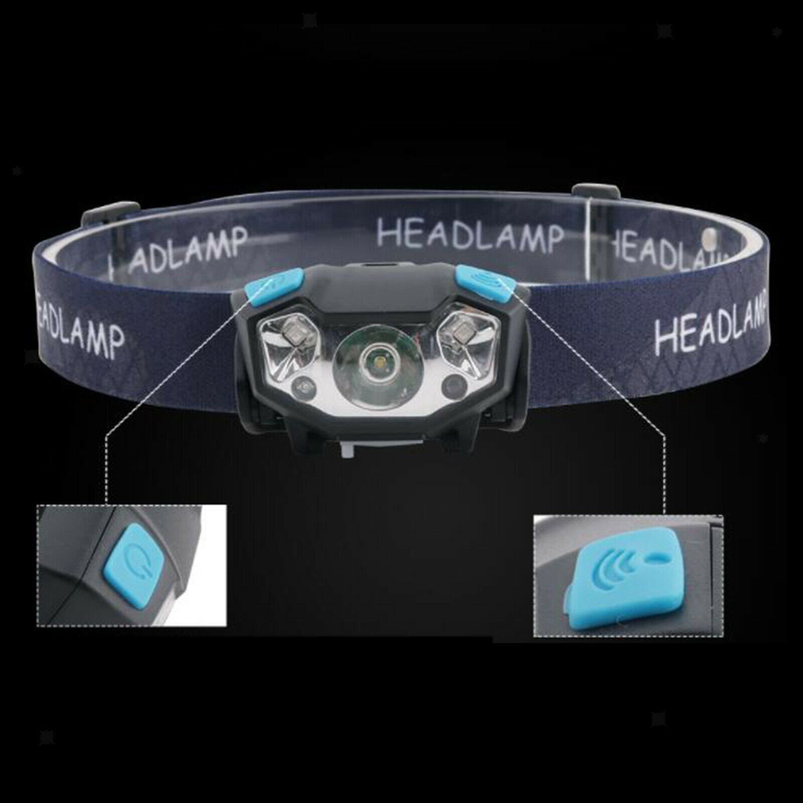 LED Headlamp Motion Sensor Head Lamp Headlight Flashlight Torch Camping