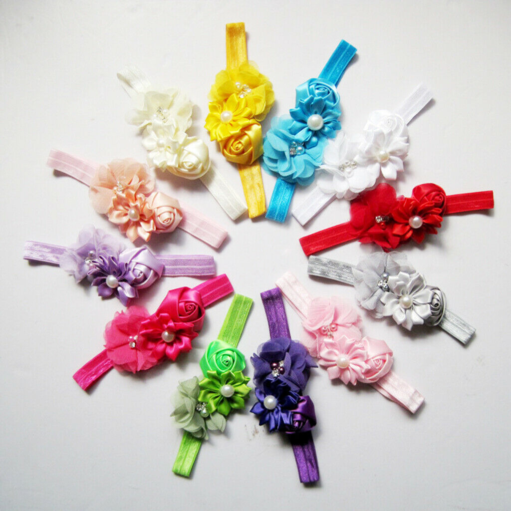 2 Pieces Baby Girls Flower Headband Elastic Headwear Hair Photography