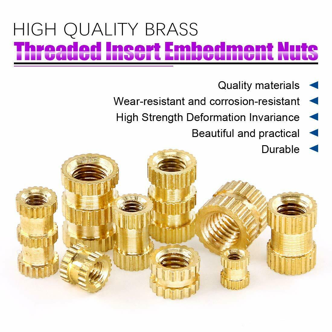 M2M3M4M5 370Pcs/set Brass Internal Thread Knurled Nut Round Insert Embedded