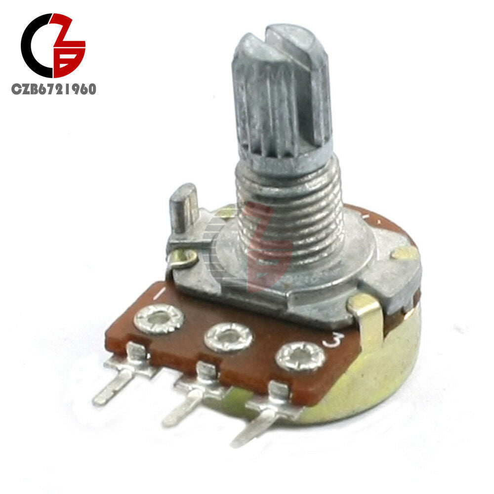 5PCS NEW 5K Ohm B5K Knurled Shaft Linear Rotary Taper Potentiometer
