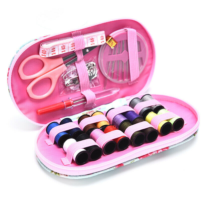 Portable Travel Sewing Kits Box Multicolor Needle Thread Pin Scissors Sew.l8