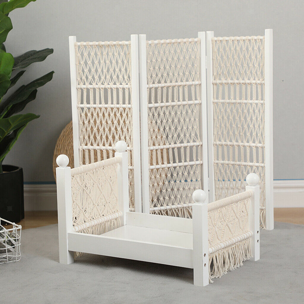 Baby Props Baby Crib White Solid Wood Detachable Mini Bed Background Accs