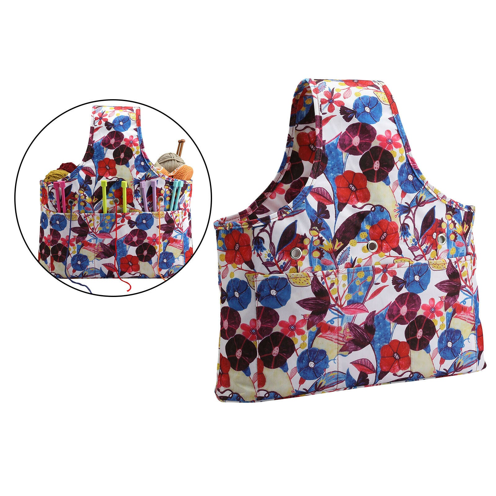 Travel Wrist Bag Knitting Tote Bag with Inner Dividers Unfinished Projects