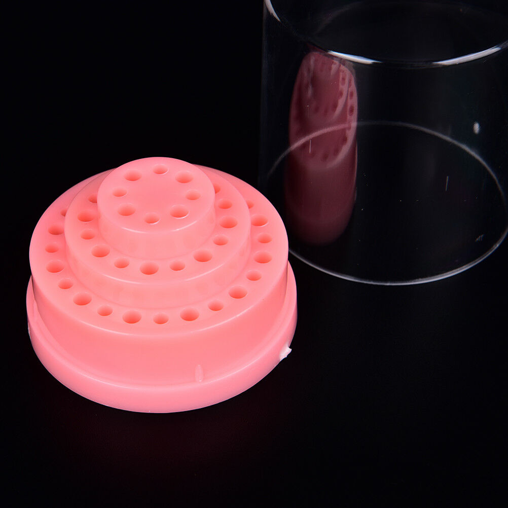 48Hole Pink Organizer Manicure Storage Box Displayer Nail Drill Bit Holder J.DD