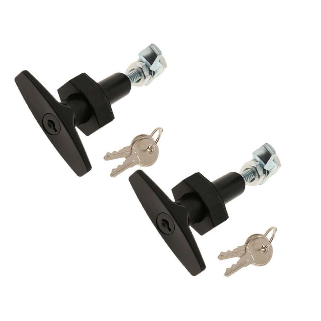 Trailer Caravan Toolbox Cabinet T-Handle Black Garage Door Lock 100x80mm - 2