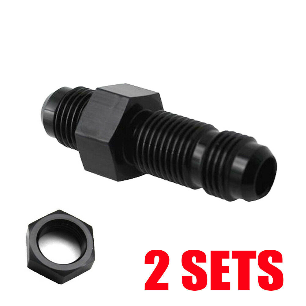 2 x AN6 (6AN) Male to Male Straight Bulkhead Fitting w/ Nut Fitting Adapter