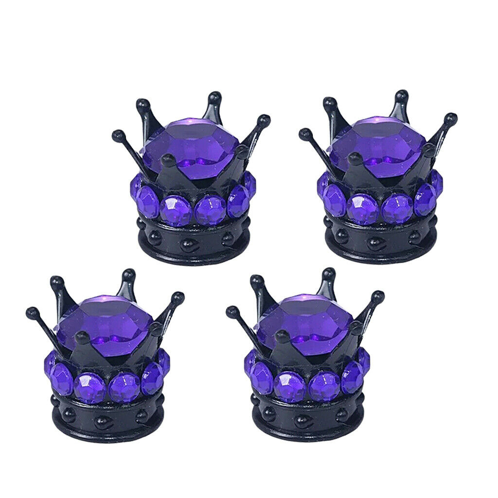 8 Piece Crown Bling Diamond Tire/Wheel Stem Valve Caps Car Truck Purple