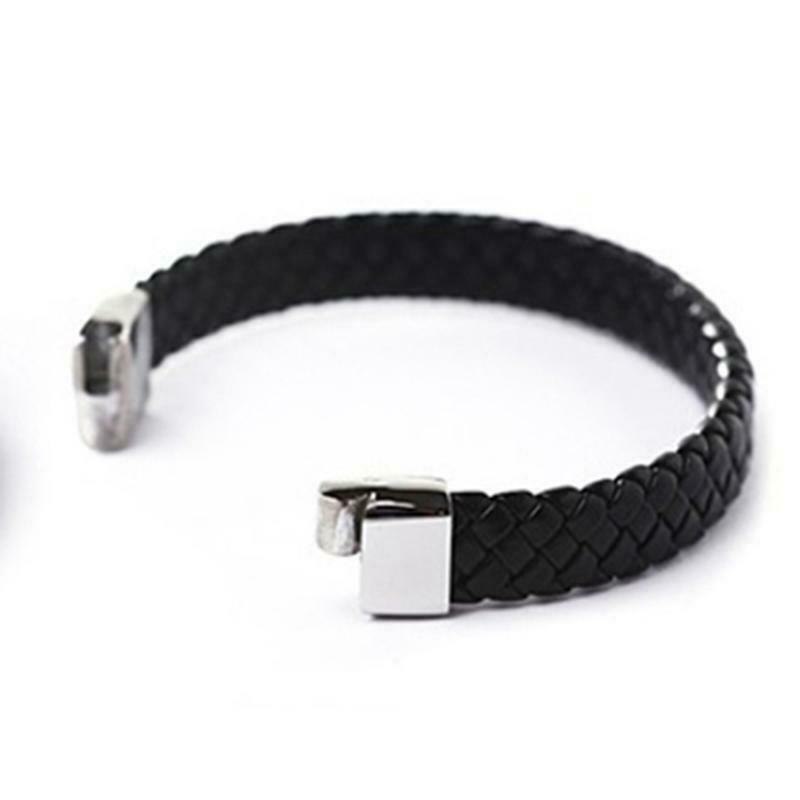 Mens Fashion Punk Leather Wrap Braided Wristband Cuff Punk Bracelet Bangle