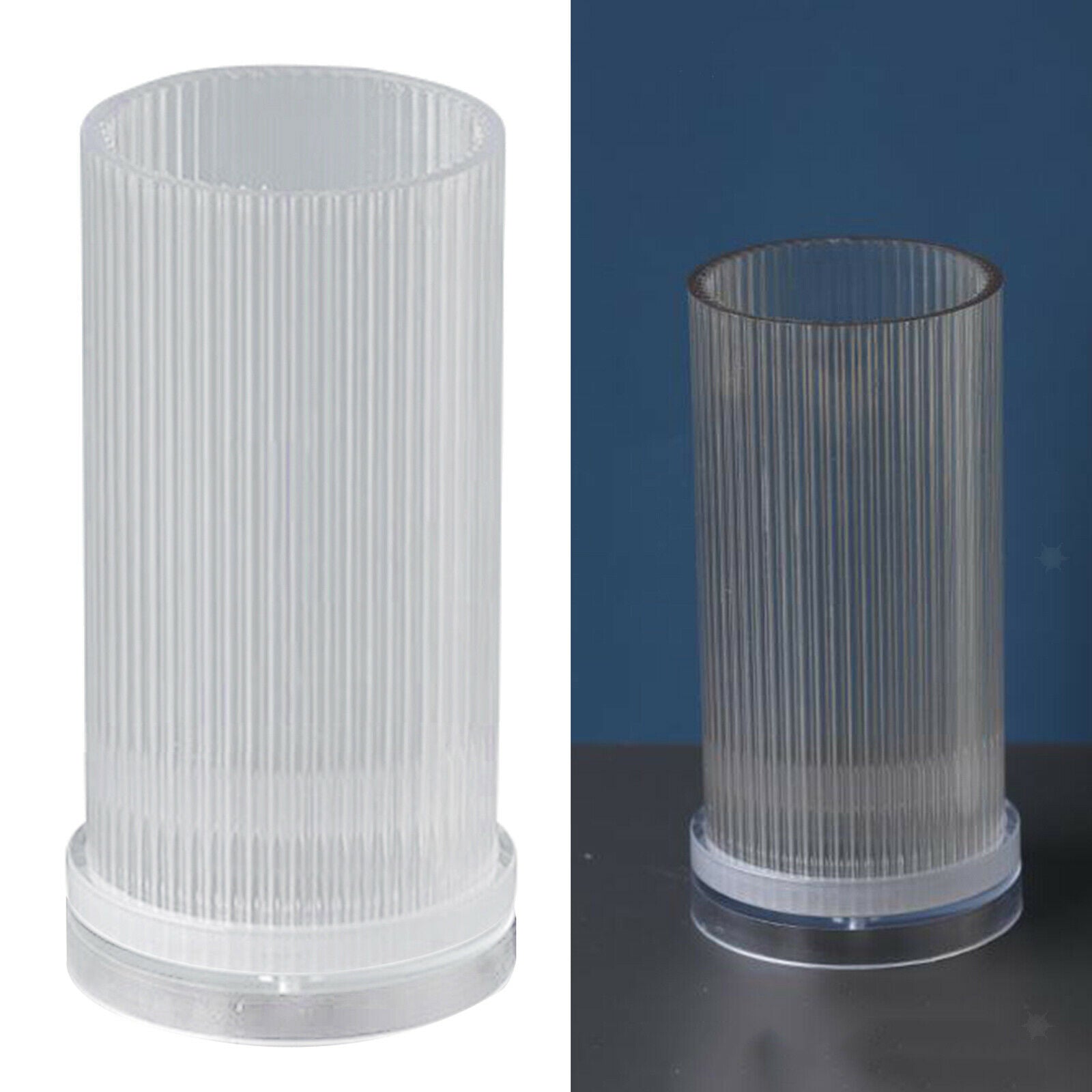 2x Clear Candle Molds Large Round Cylinder Rib Aroma Wax Candle Making DIY