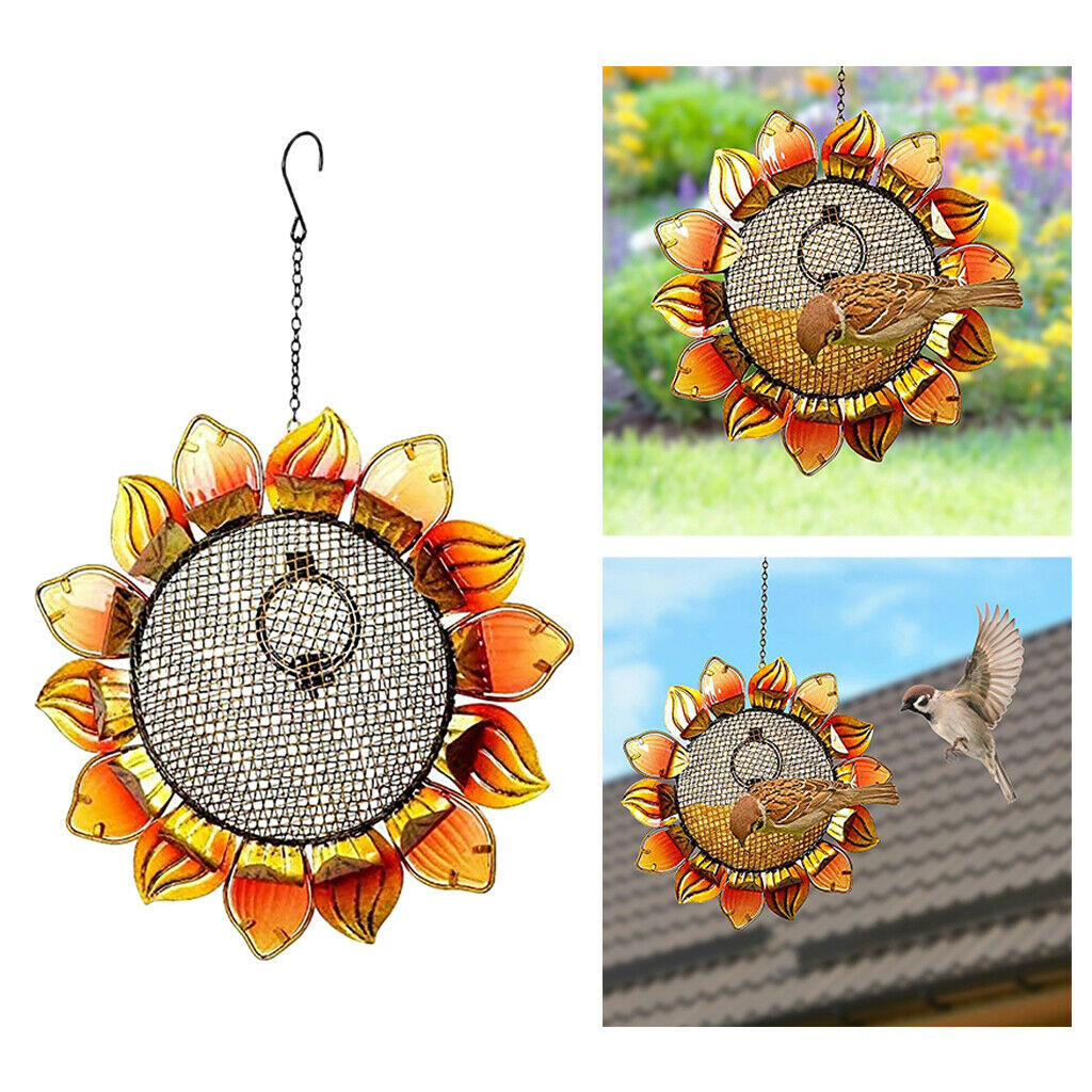 Bird Feeder Squirrel Guard Metal Sunflower Shaped Hanging 28cm