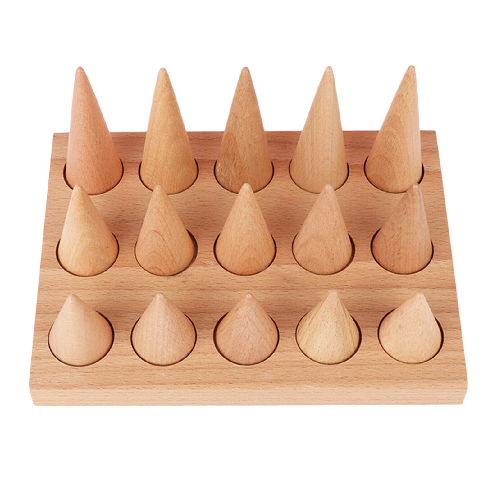 Wood Cone Shape Rings Stand Jewelry Display Rack Decorative for Trade Shows