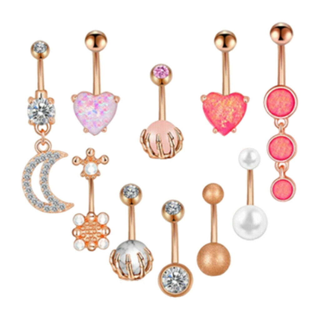 14 Guage Belly Button Rings for Women Girls Belly Piercing Bar 3/8" 10mm