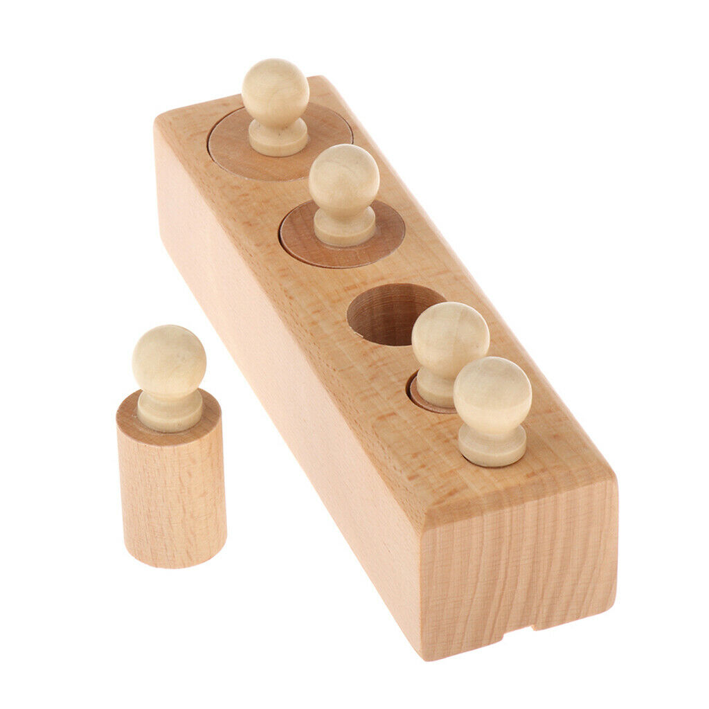 Wood Montessori Cylinder Color Matching Geometry Toys Kid Math Supplies